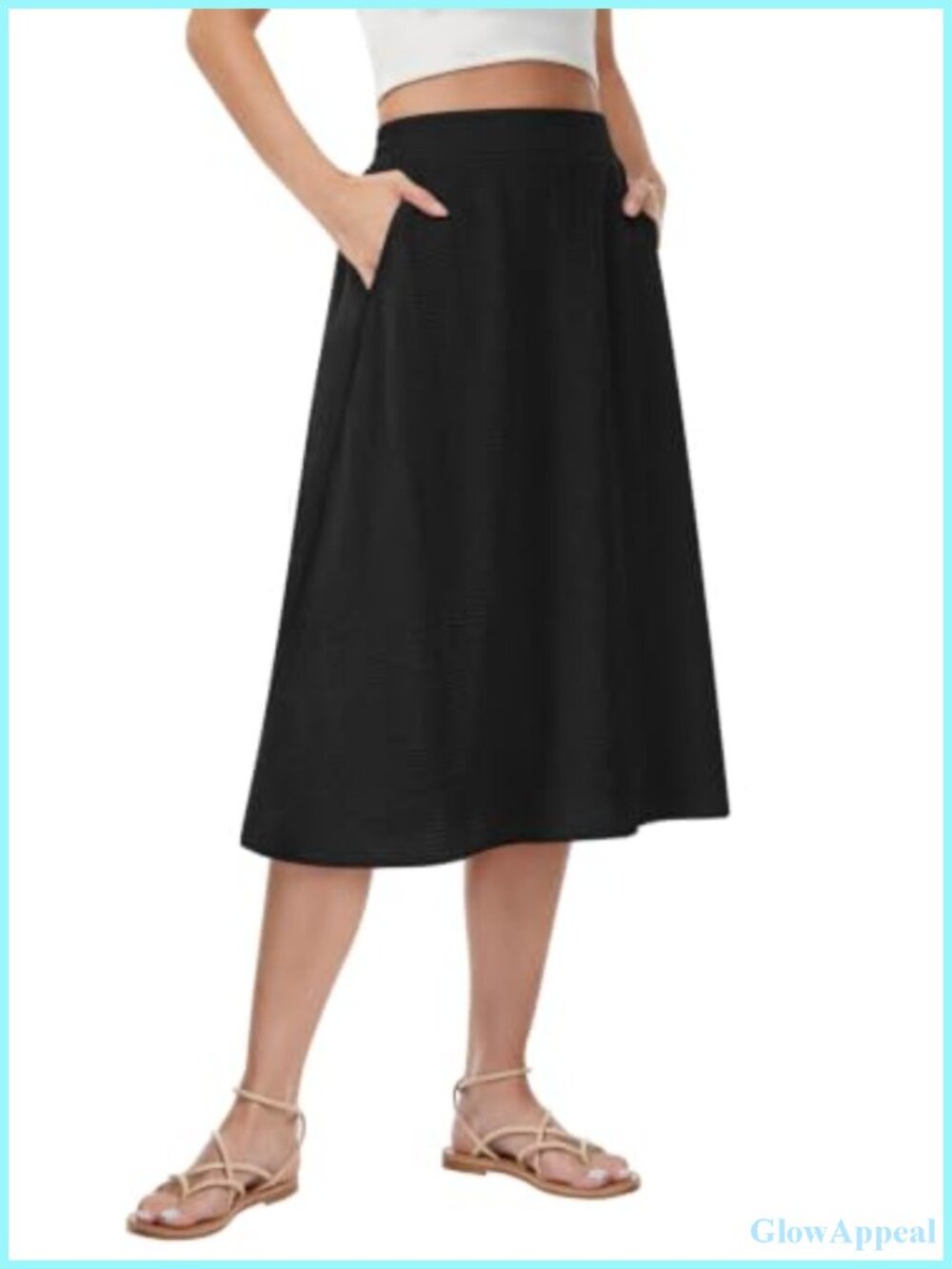 Women's Midi Skirt A-Line Pleated High Waist Flowy Summer Skirt